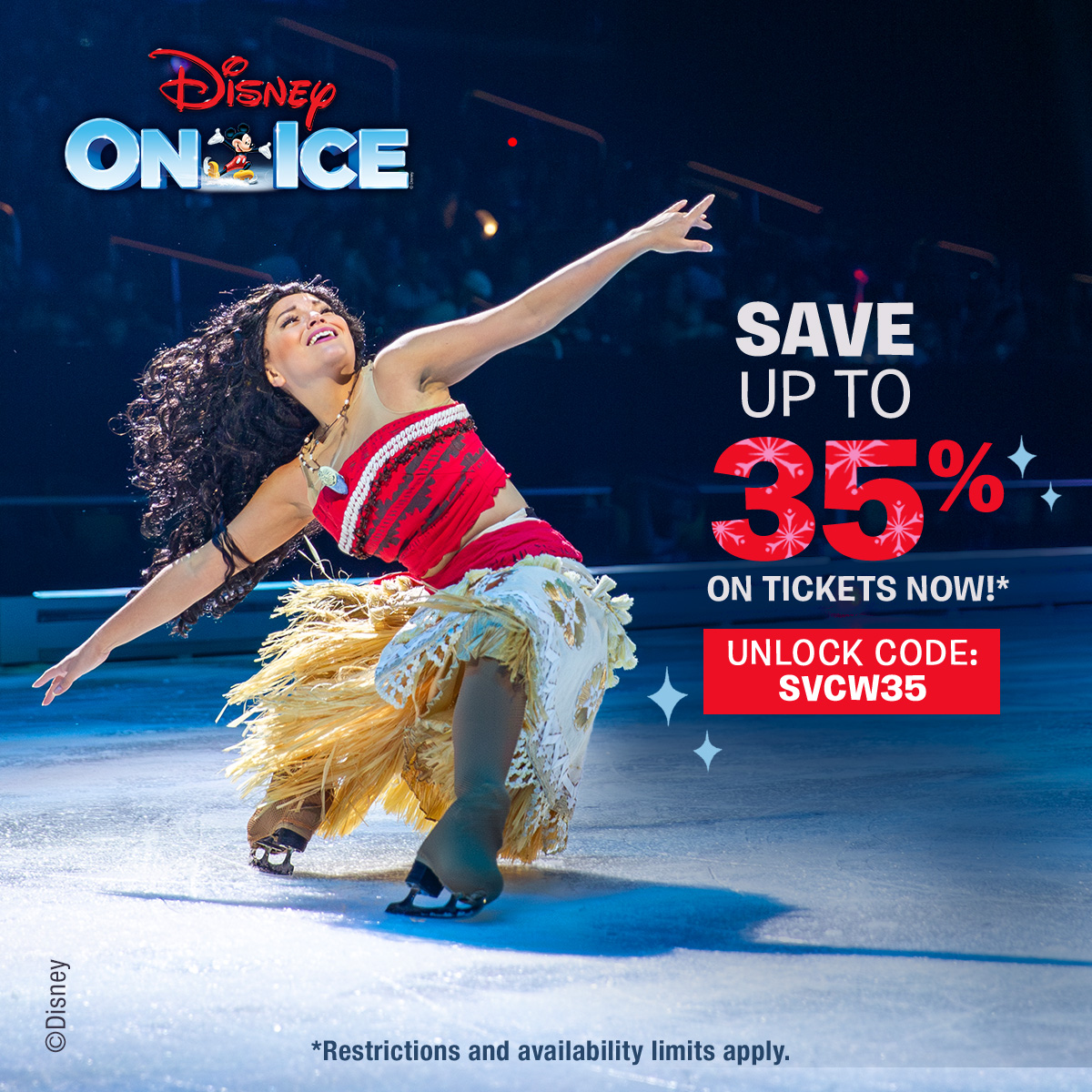 Disney on Ice: Save up to 35% on tickets now! Unlock code: SVCW35