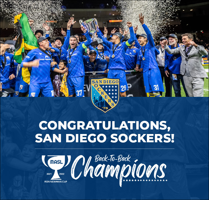 Congratulations San Diego Sockers! Back-to-Back Champions